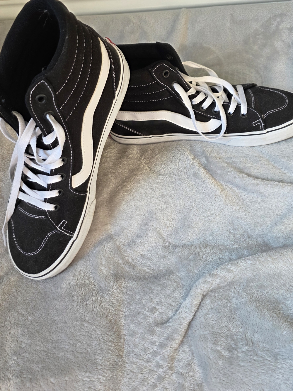 Vans Black and White High-Top Skate Sneakers - Women's
